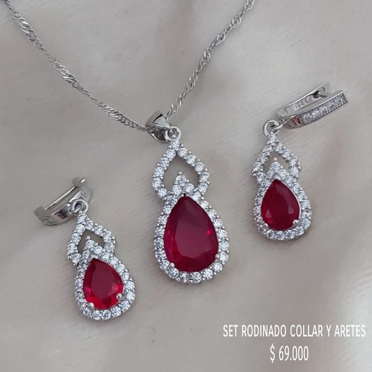 Set collar y aretes rodinados