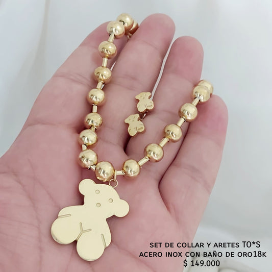 Set TO*S collar y aretes acero inox