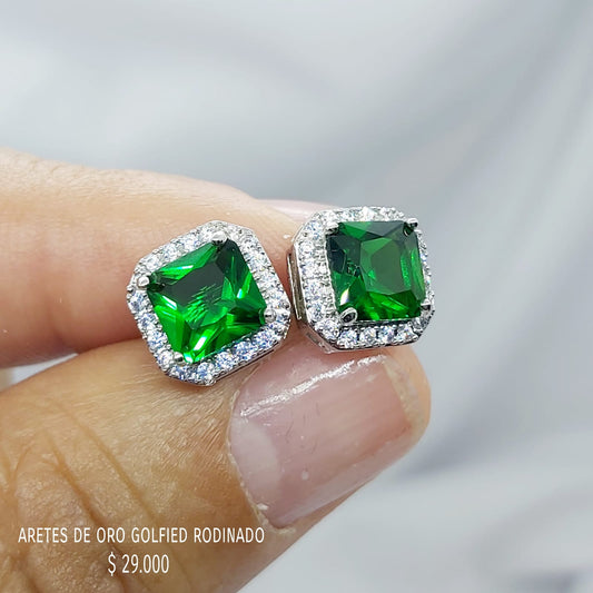 Aretes de oro golfield rodinado