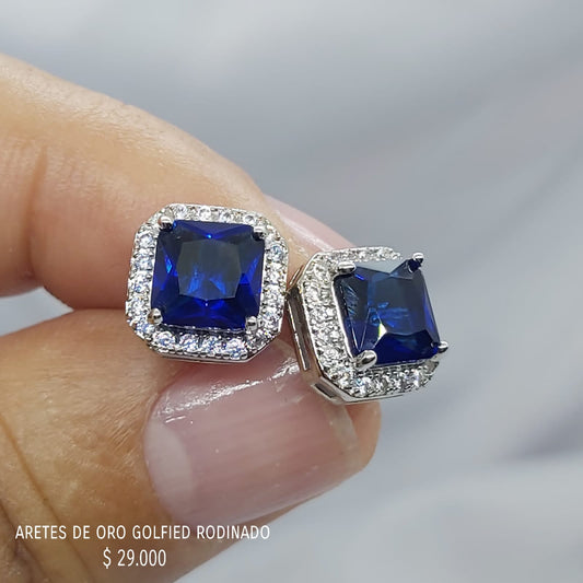 Aretes de oro golfield rodinado