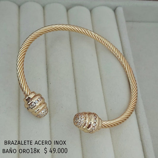 Brazalete acero inox baño oro18k