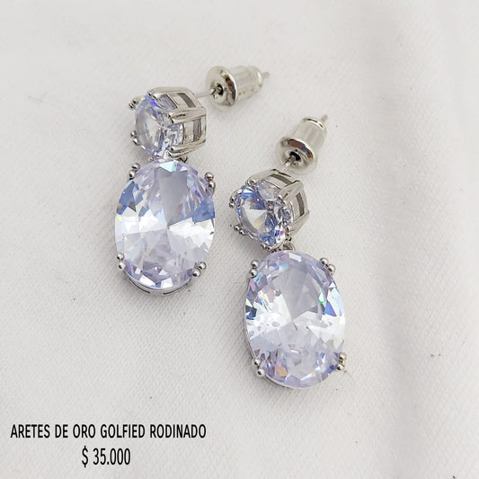 Aretes de oro golfield rodinado