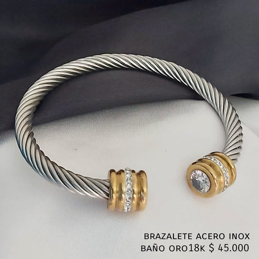 Brazalete acero inox baño oro18k