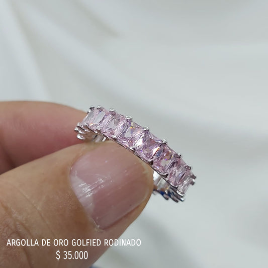 Anillo golfield rodinado con circónes