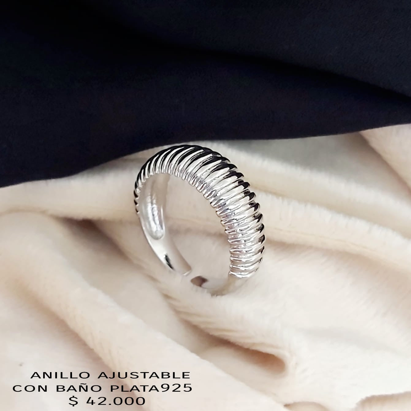 Anillo ajustable con baño plata925