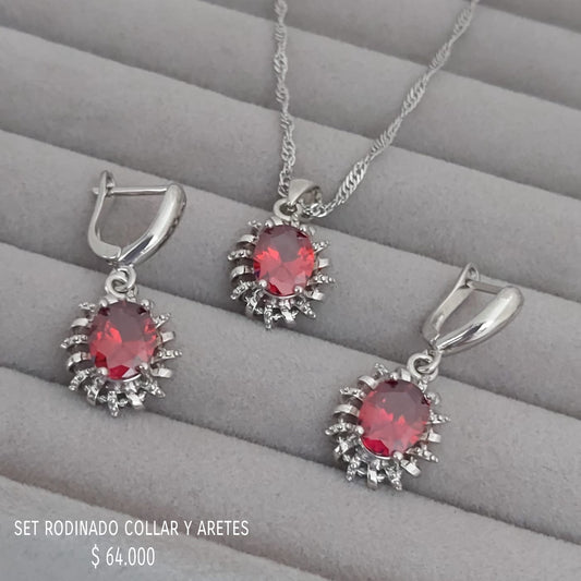 Set collar y aretes rodinados