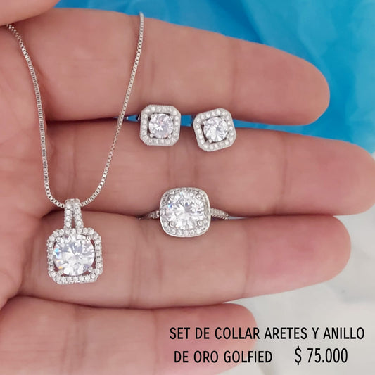 Set de collar aretes y anillo de oro golfield
