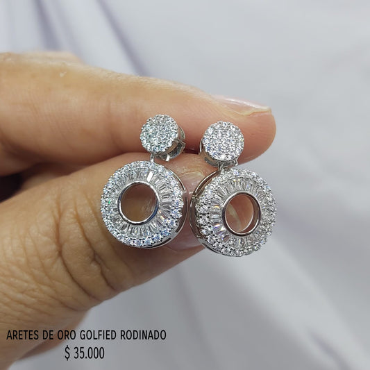 Aretes de oro golfield rodinado