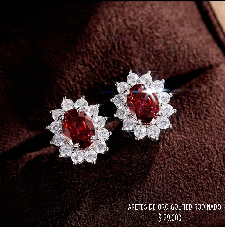 Aretes de oro golfield rodinado