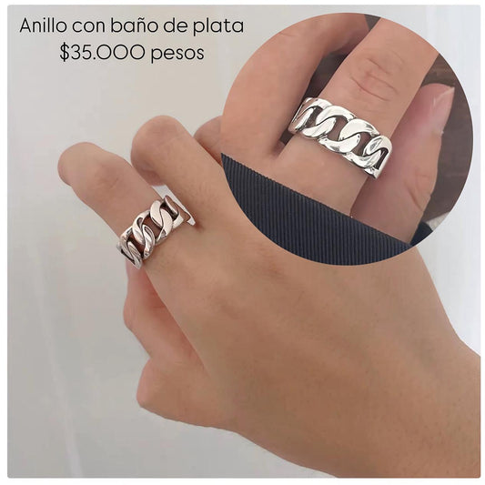 Anillo ajustable con baño plata925