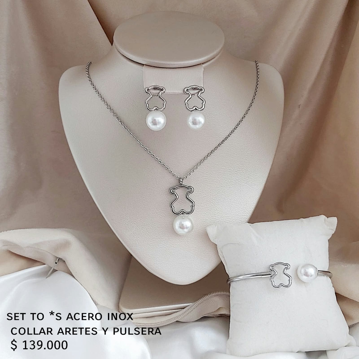 Set to*s acero inox collar aretes pulsera
