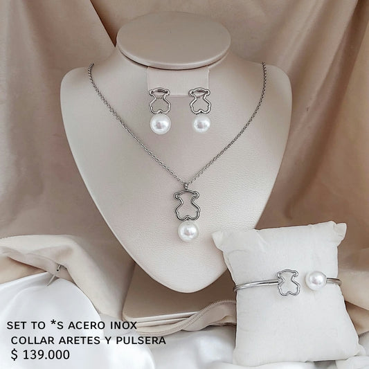 Set to*s acero inox collar aretes pulsera
