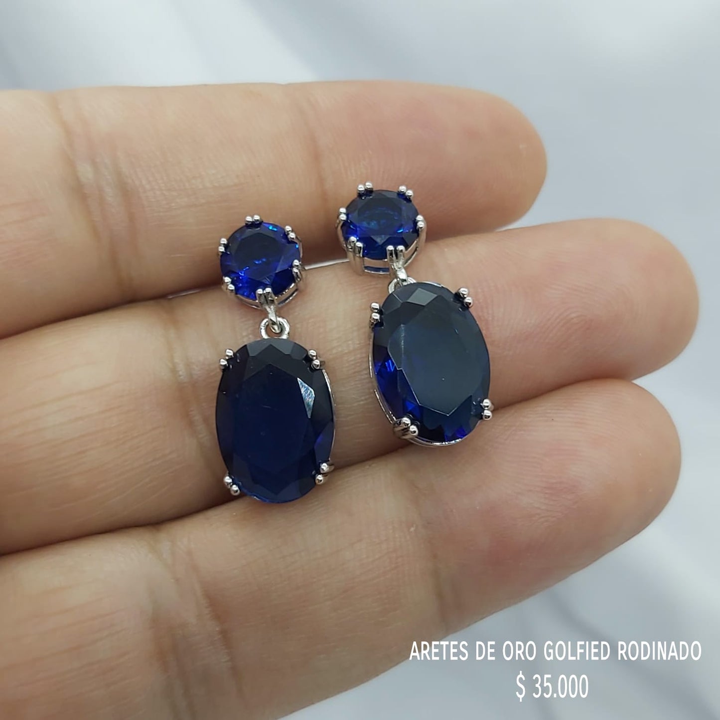 Aretes de oro golfield rodinado