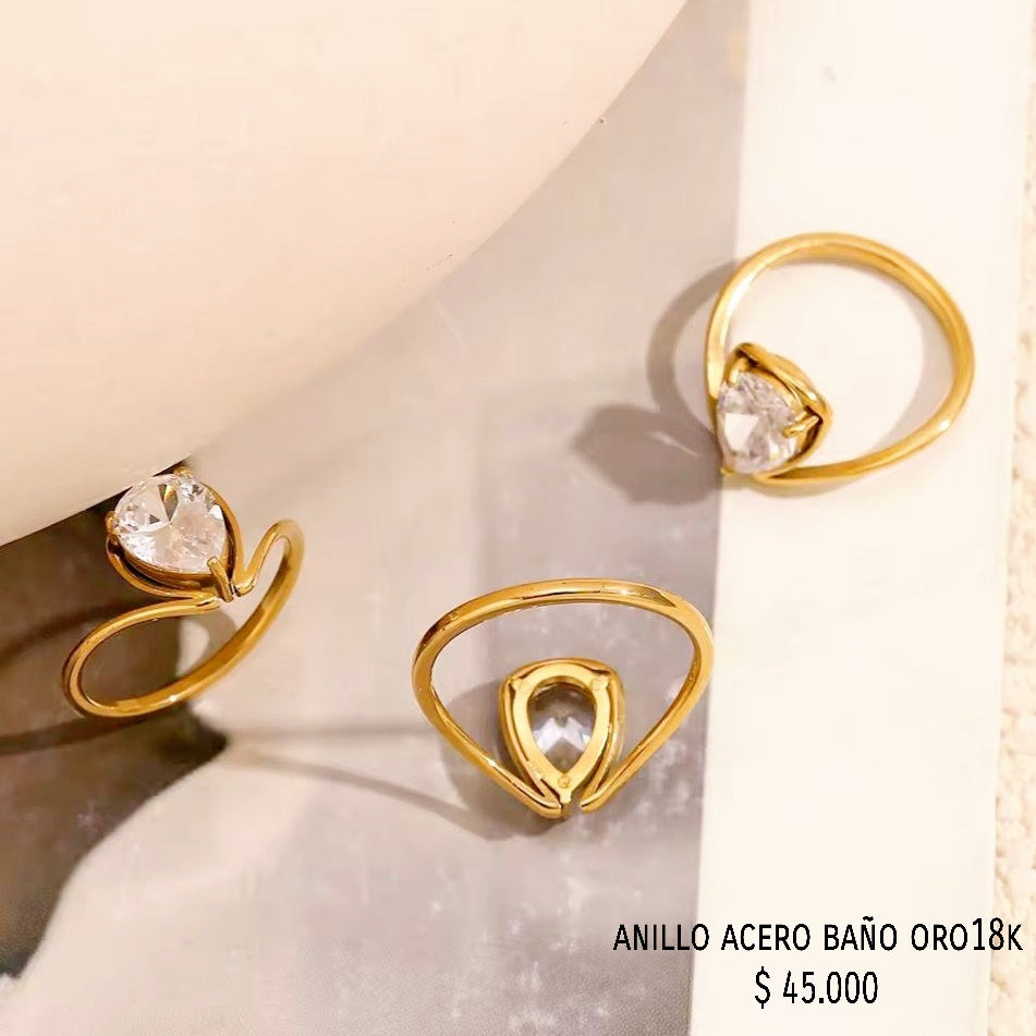 Anillo acero inox baño oro 18k