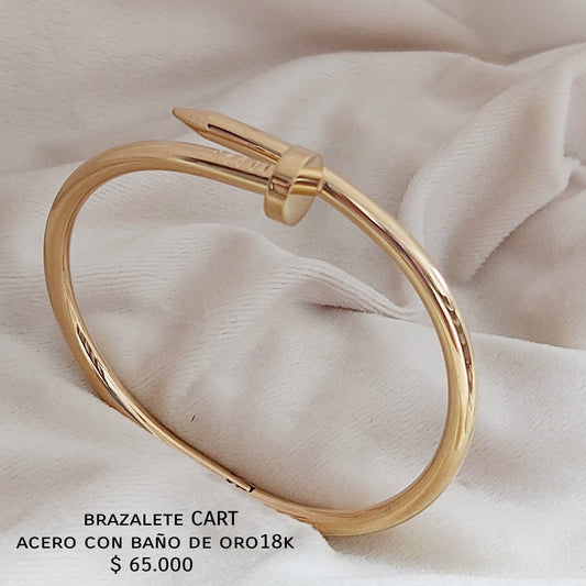 Brazalete CART acero con baño de oro18k