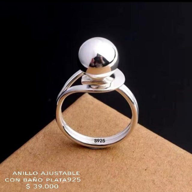 Anillo ajustable con baño de plata925