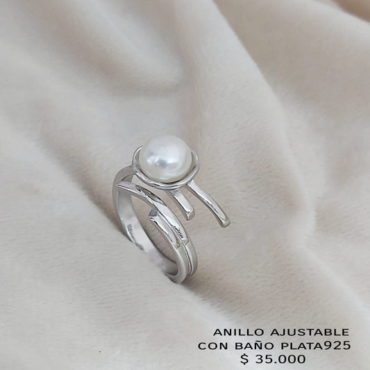 Anillo ajustable con baño plata925