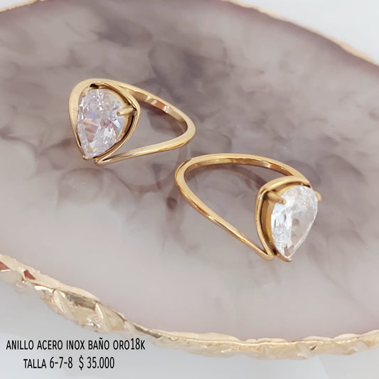 Anillo acero inox baño oro 18k