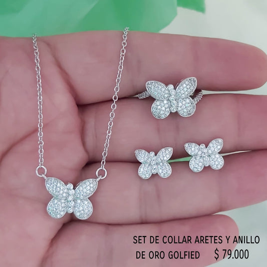 Set de collar aretes y anillo de oro golfield