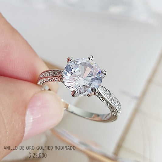 Anillo de oro golfield rodinado