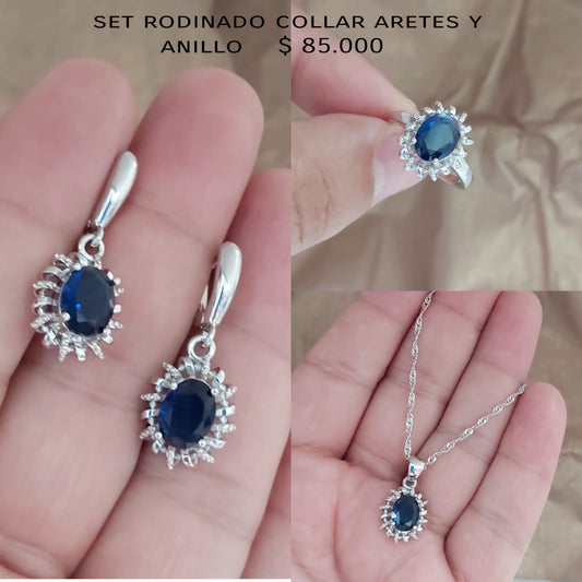 Set rodinado collar aretes y anillo