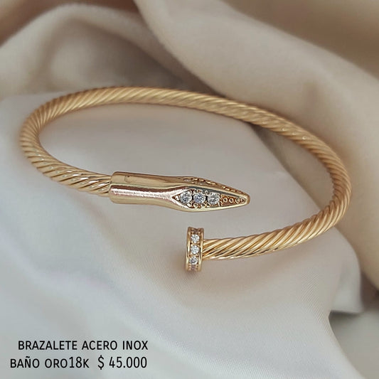 Brazalete acero inox baño oro18k