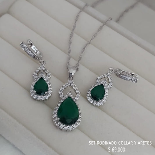 Set collar y aretes rodinado