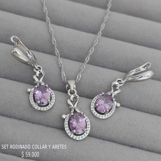 Set collar y aretes rodinados