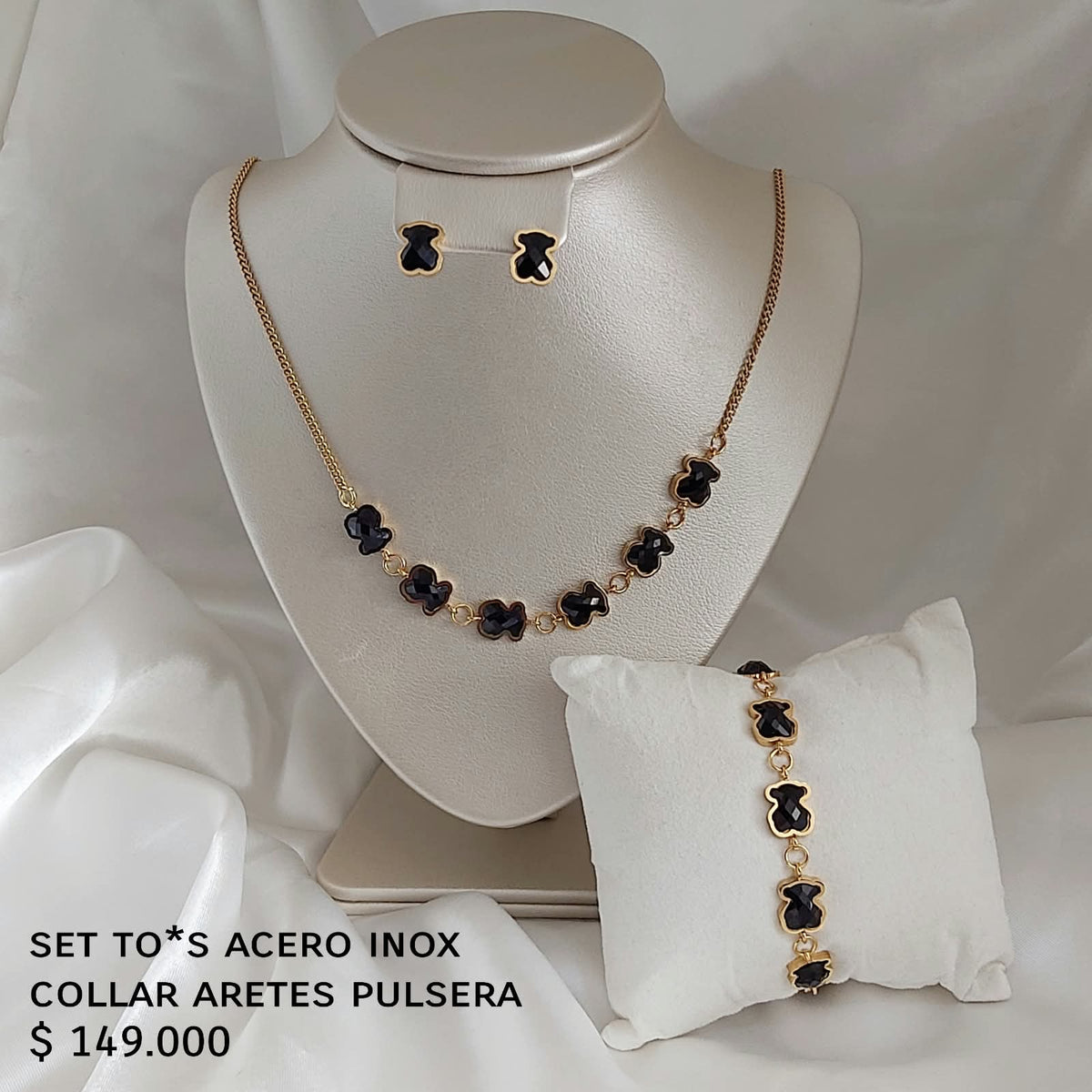 Set to*s acero inox collar pulsera y aretes