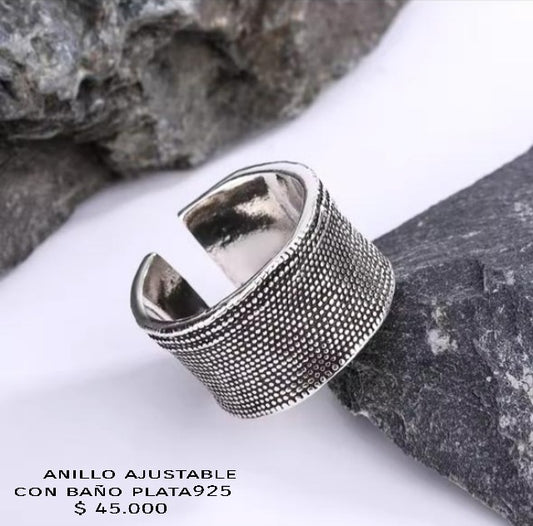 Anillo ajustable con baño plata925