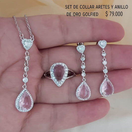 Set de collar aretes y anillo de oro golfield