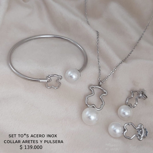 Set to*s acero inox collar aretes pulsera