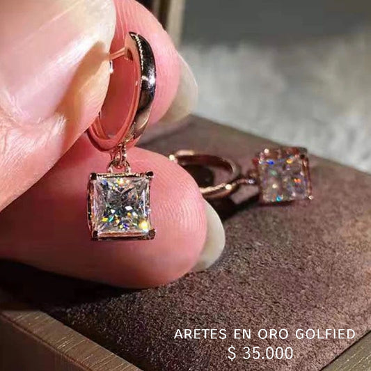 Aretes de oro golfield rodinado