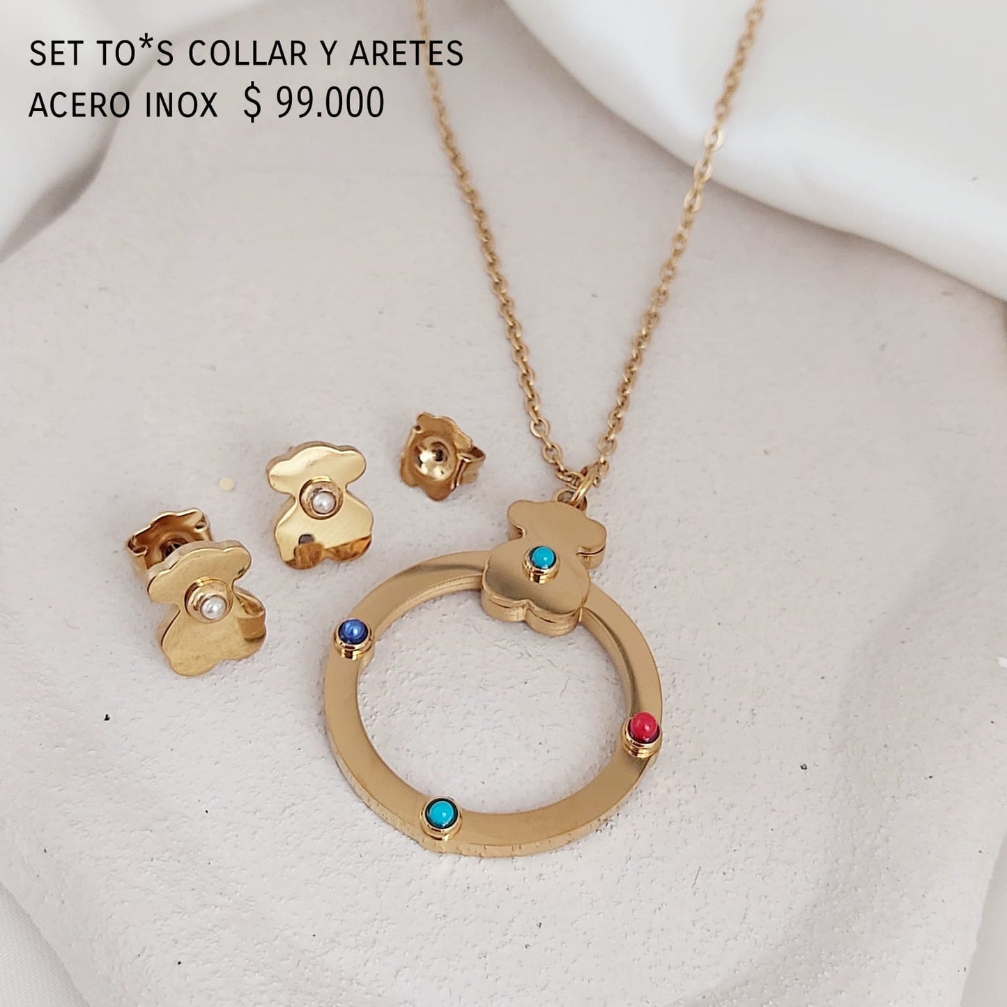 Set to*s collar y aretes acero inox