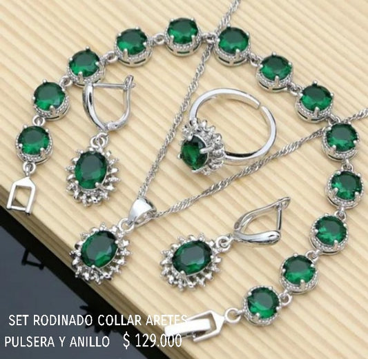 Set rodinado collar aretes pulsera y anillo