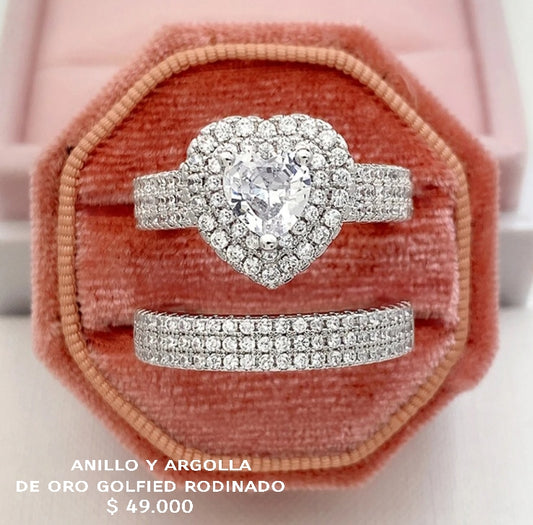 Anillo de oro golfield rodinado