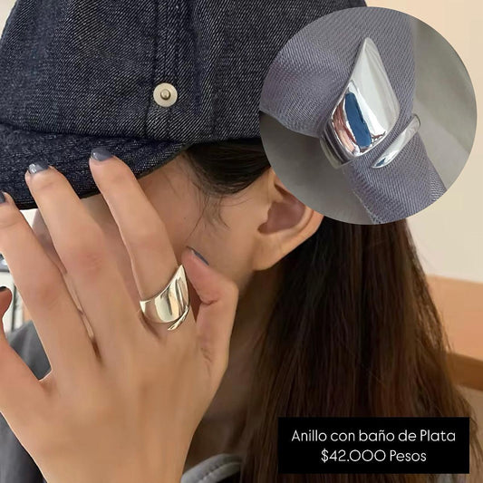 Anillo ajustable con baño plata925