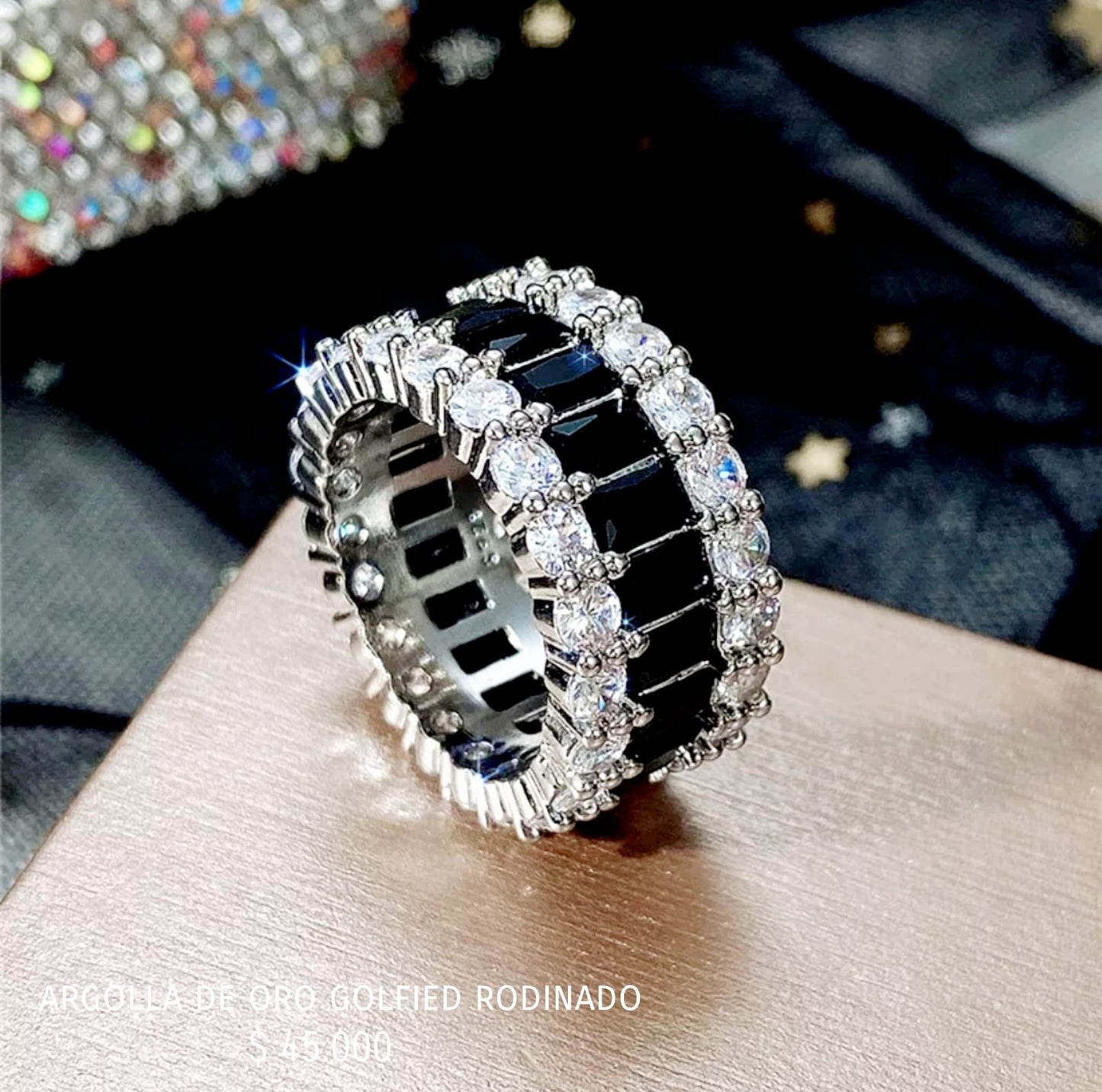 Anillo de oro golfield rodinado