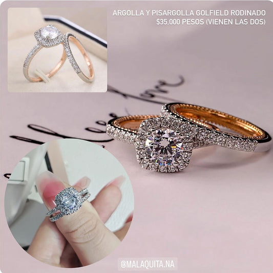 Anillo Doble golfield rodinado con circónes