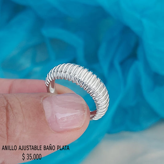 Anillo ajustable con baño plata925