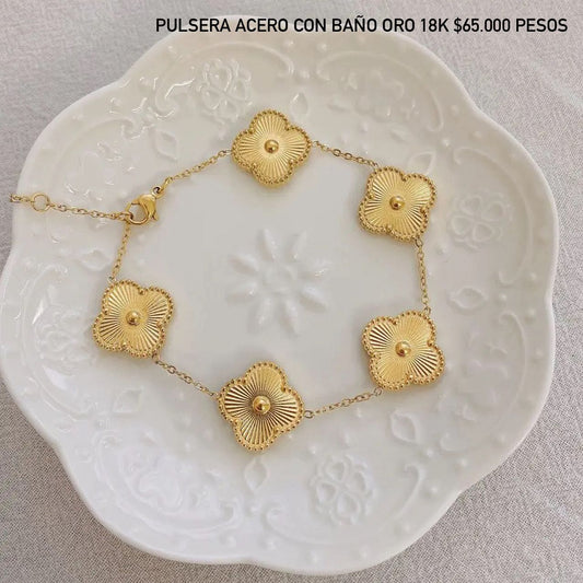 Pulsera acero baño oro18k