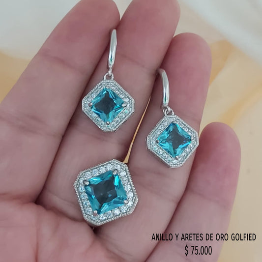 Set de anillo y aretes de oro golfield