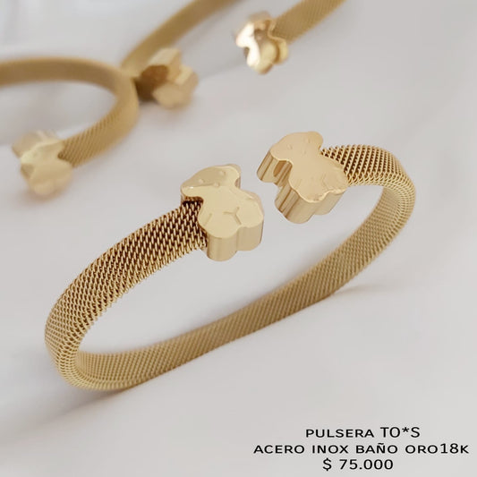 Pulsera TO*S acero inox baño oro 18k