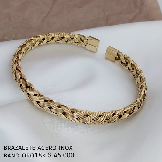 Brazalete acero inox baño oro18k