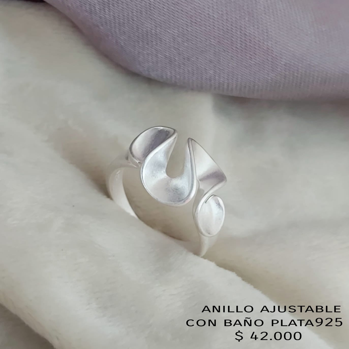 Anillo ajustable con baño plata925