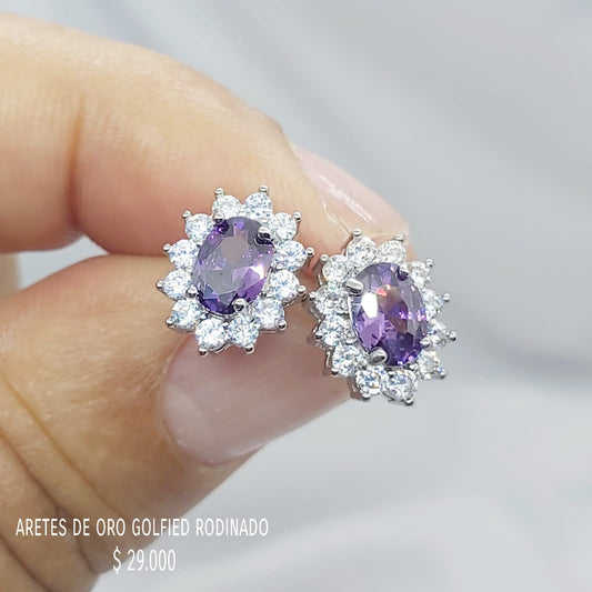 Aretes de oro golfield rodinado