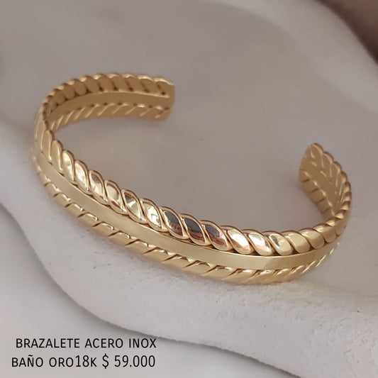 Brazalete acero inox baño oro18k
