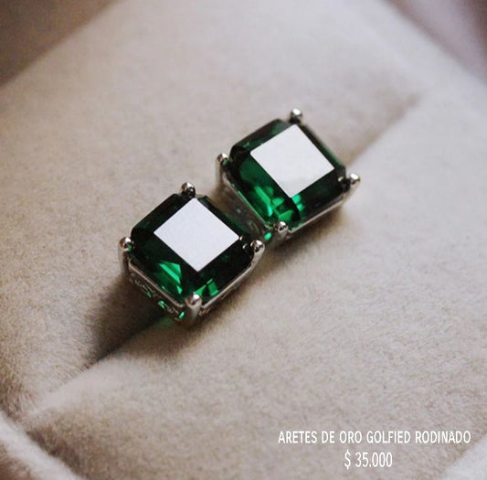 Aretes golfield rodinado con circónes