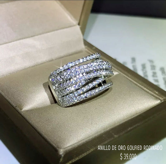 Anillo golfield rodinado con circónes