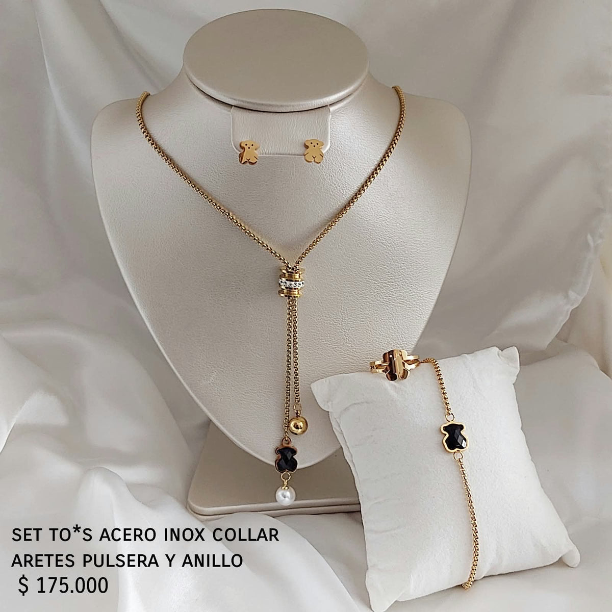 Set to*s acero inox collar aretes pulsera y anillo